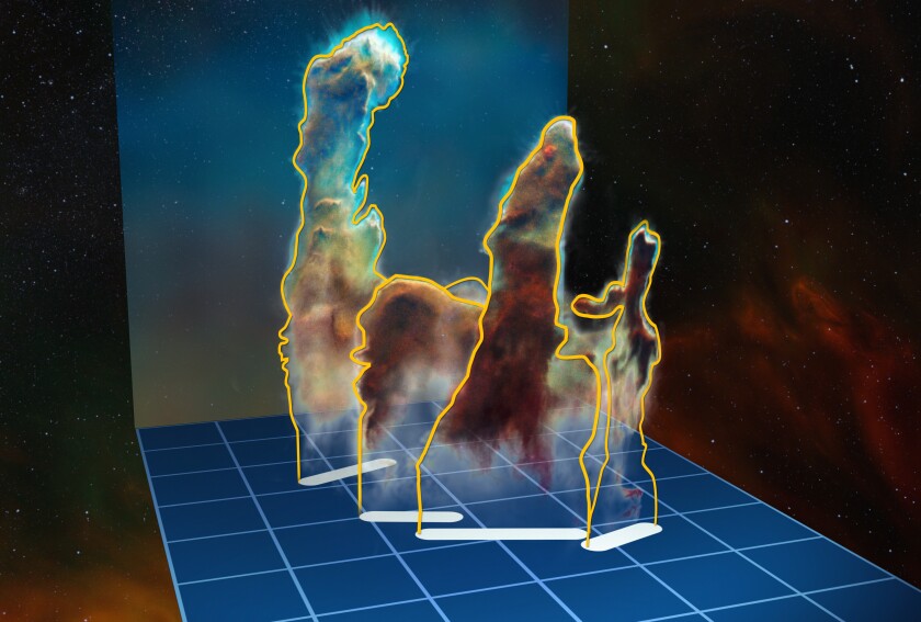 3D visualization of the structure of the iconic Pillars of Creation, constructed from data collected by MUSE and the VLT (Image: ESO, M. Kornmesser)