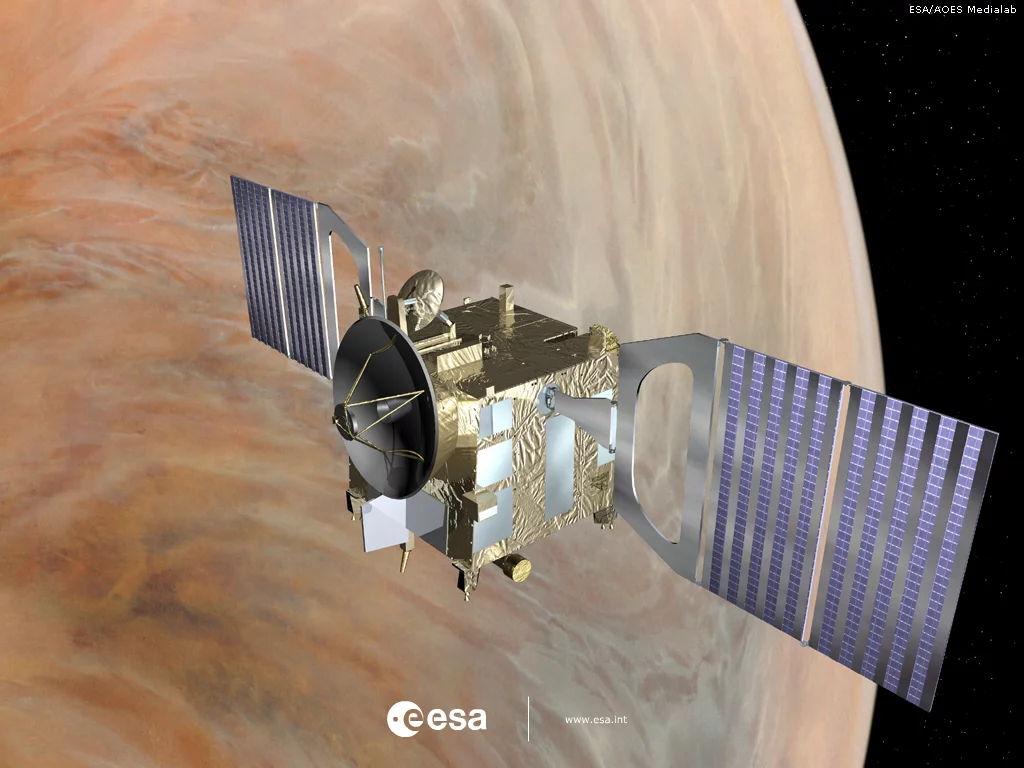 Visualization of the Venus Express in orbit above Venus (Image: ESA)
