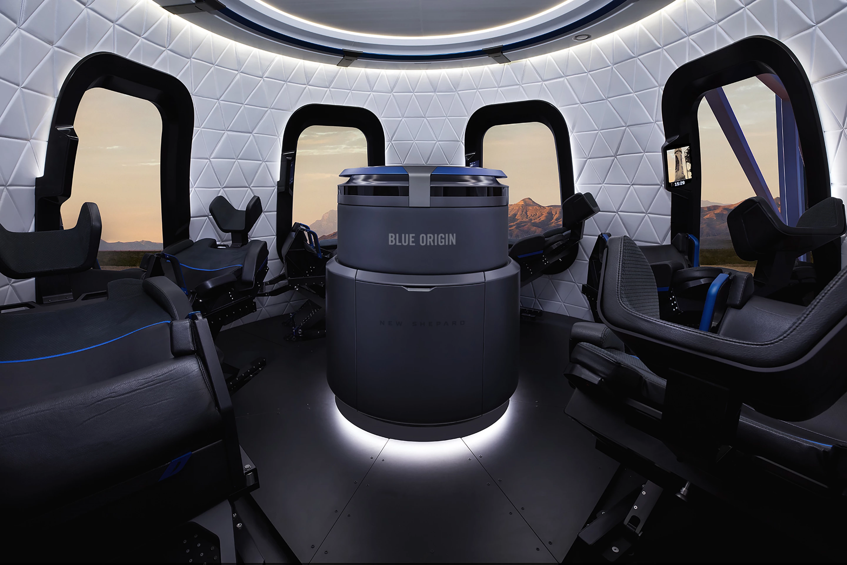 B;ue origin crew capsule interior