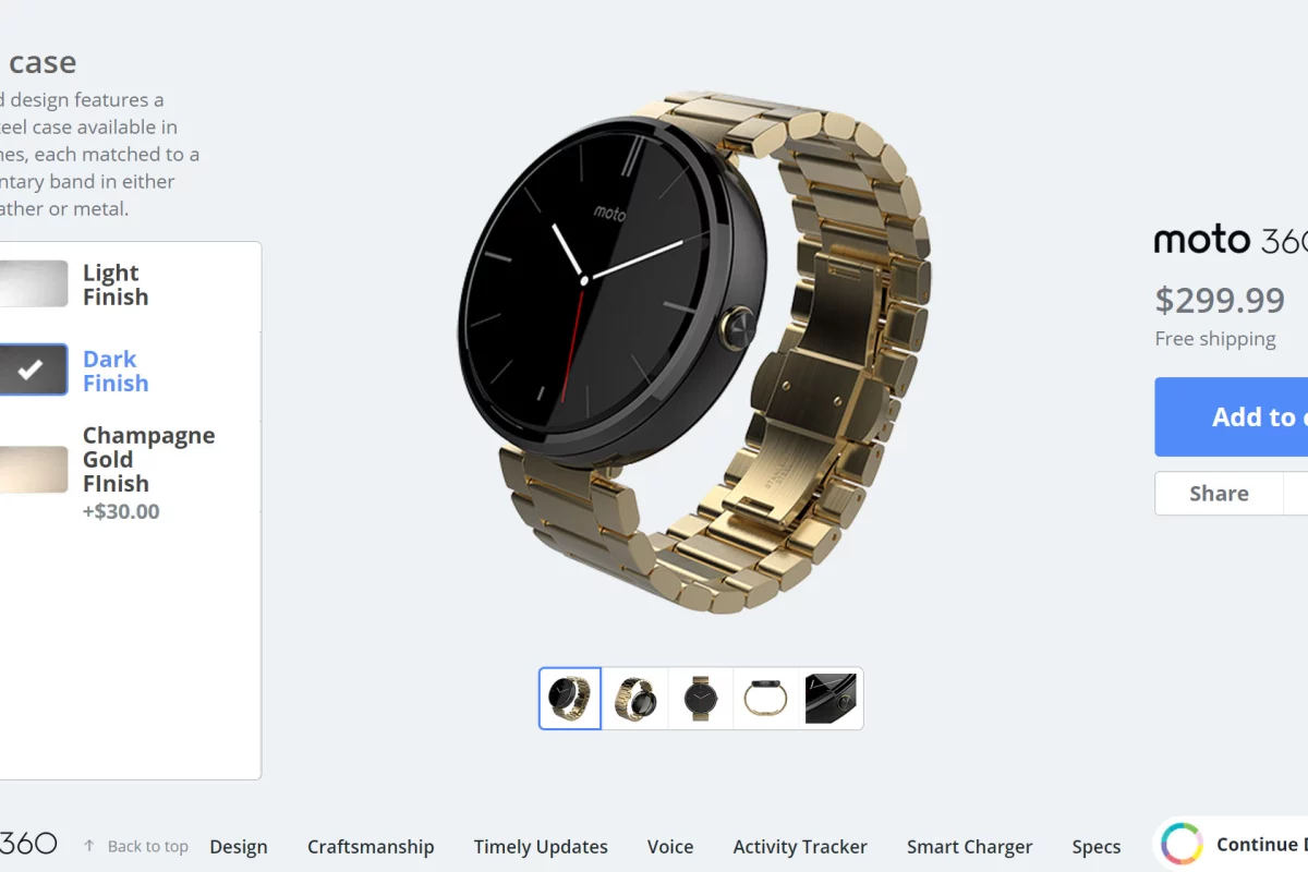 You can now customize your own Moto 360 through Moto Maker, though your options are (mostly) limited to the ones already available in retail configurations