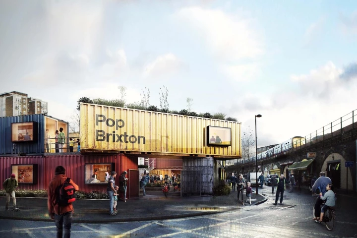 Pop Brixton is a planned temporary shipping container village, housing local independent businesses in Brixton