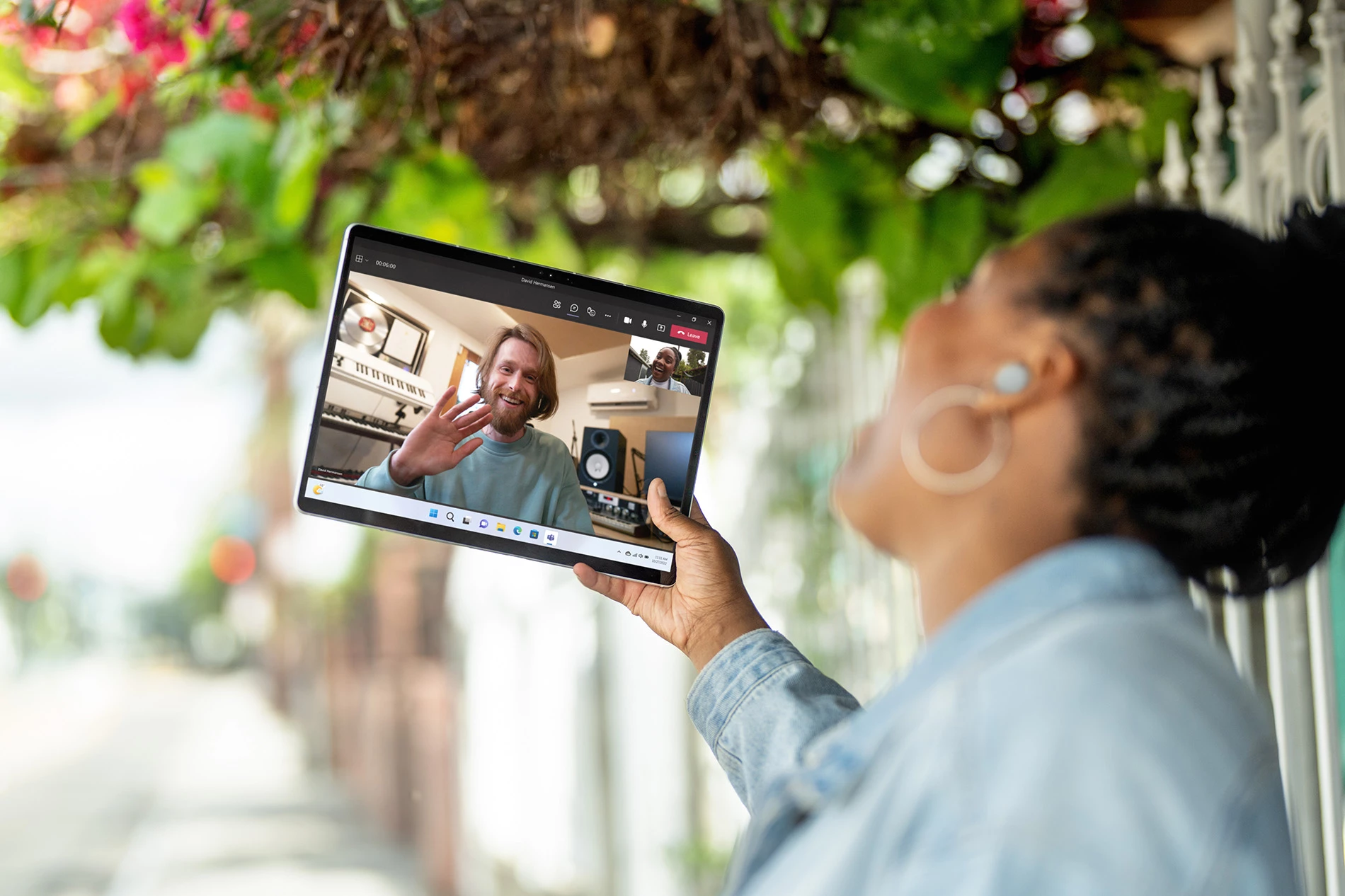 The Surface Pro 9 can be optioned with 5G connectivity for video chats via the 1080p webcam, wherever you may roam