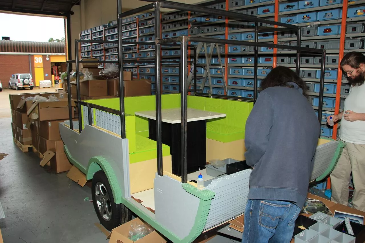 Like a typical caravan, the interior features a dinette set that doubles as a bed