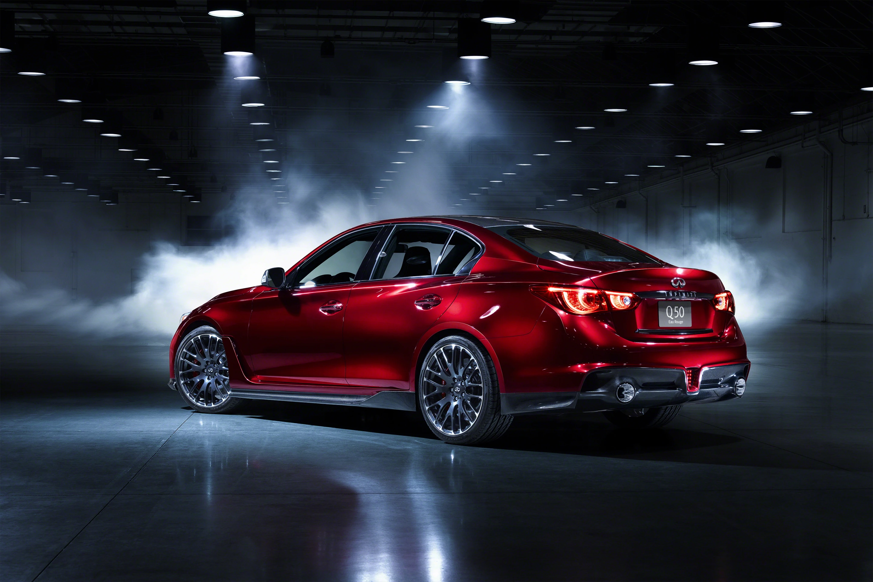 Infiniti could theoretically borrow a Nissan GTR’s 545 hp twin-turbo V6 and stuff that into the Eau Rouge as a possible power source