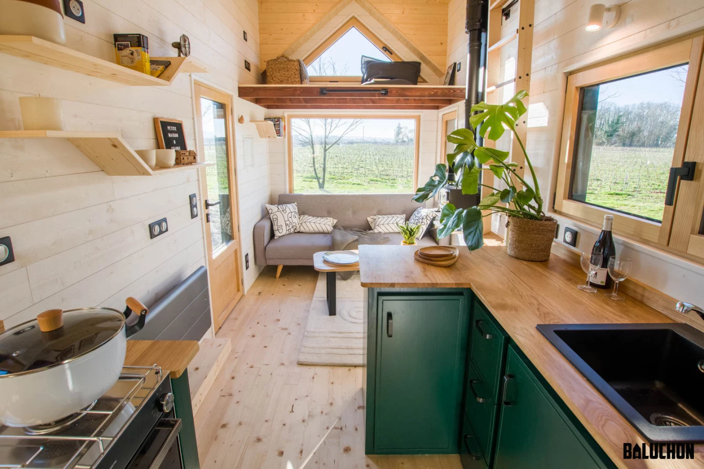 The Hippollène's interior decor is simple and unfussy and is finished in spruce