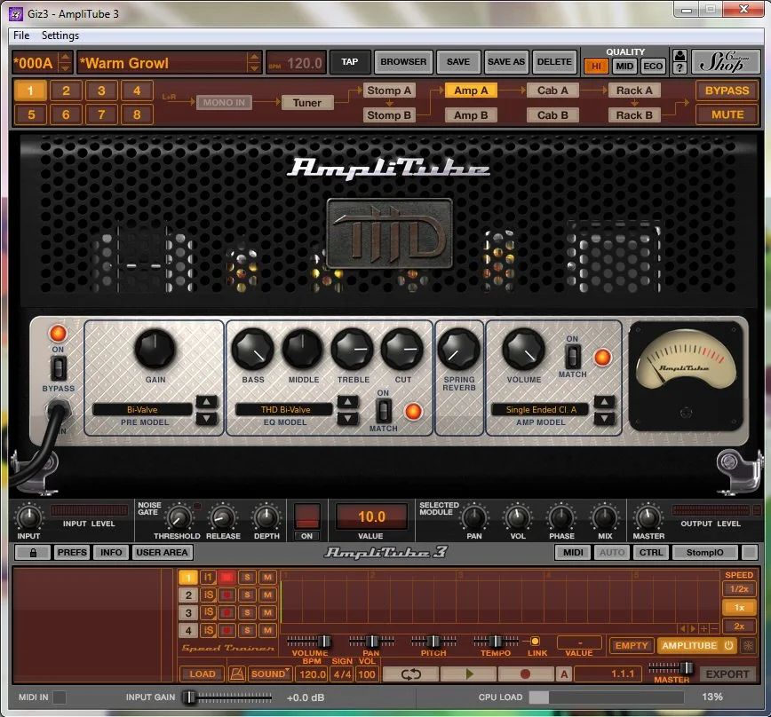 Screenshot of the AmpliTube 3 screen