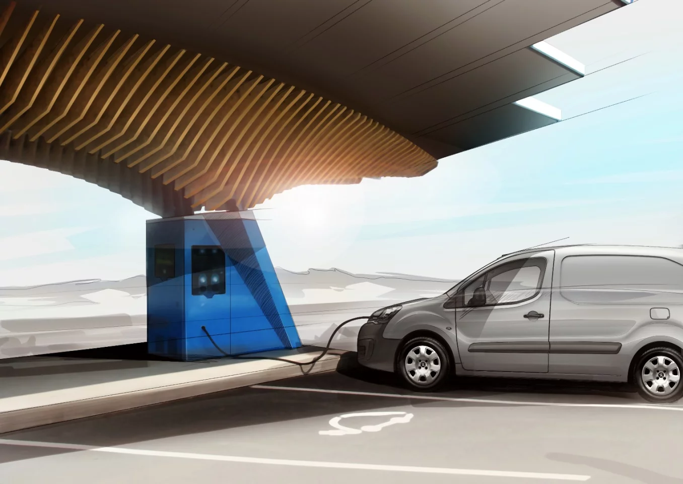 Seven vehicles are able to charge simultaneously at the station