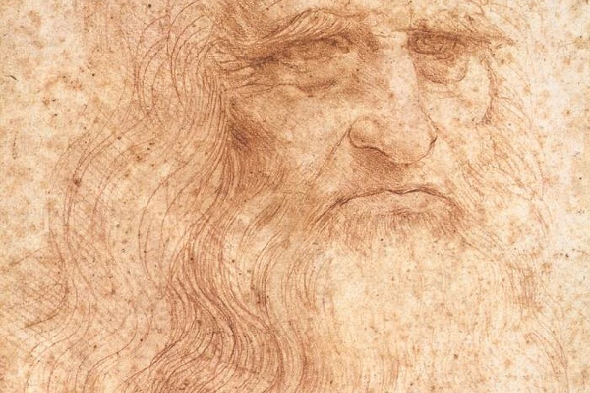 Detail of da Vinci's famous self-portrait, which is rapidly deteriorating from the effects of years of exposure to pollution, light, and heat