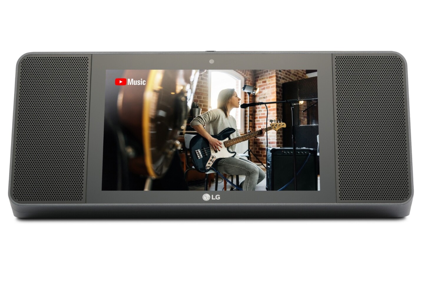 The XBoom AI ThinQ model WK9 rocks 20 W stereo speakers, an 8-inch touch display and a 5 MP front-facing webcam