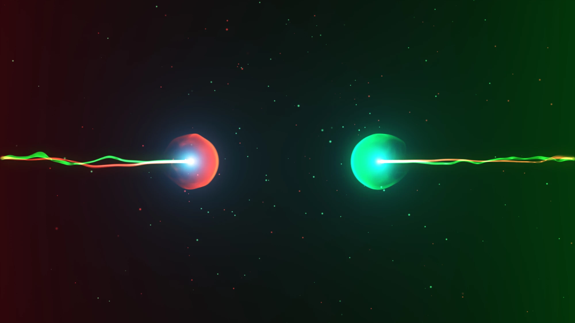 Two particles ready to collide with one another