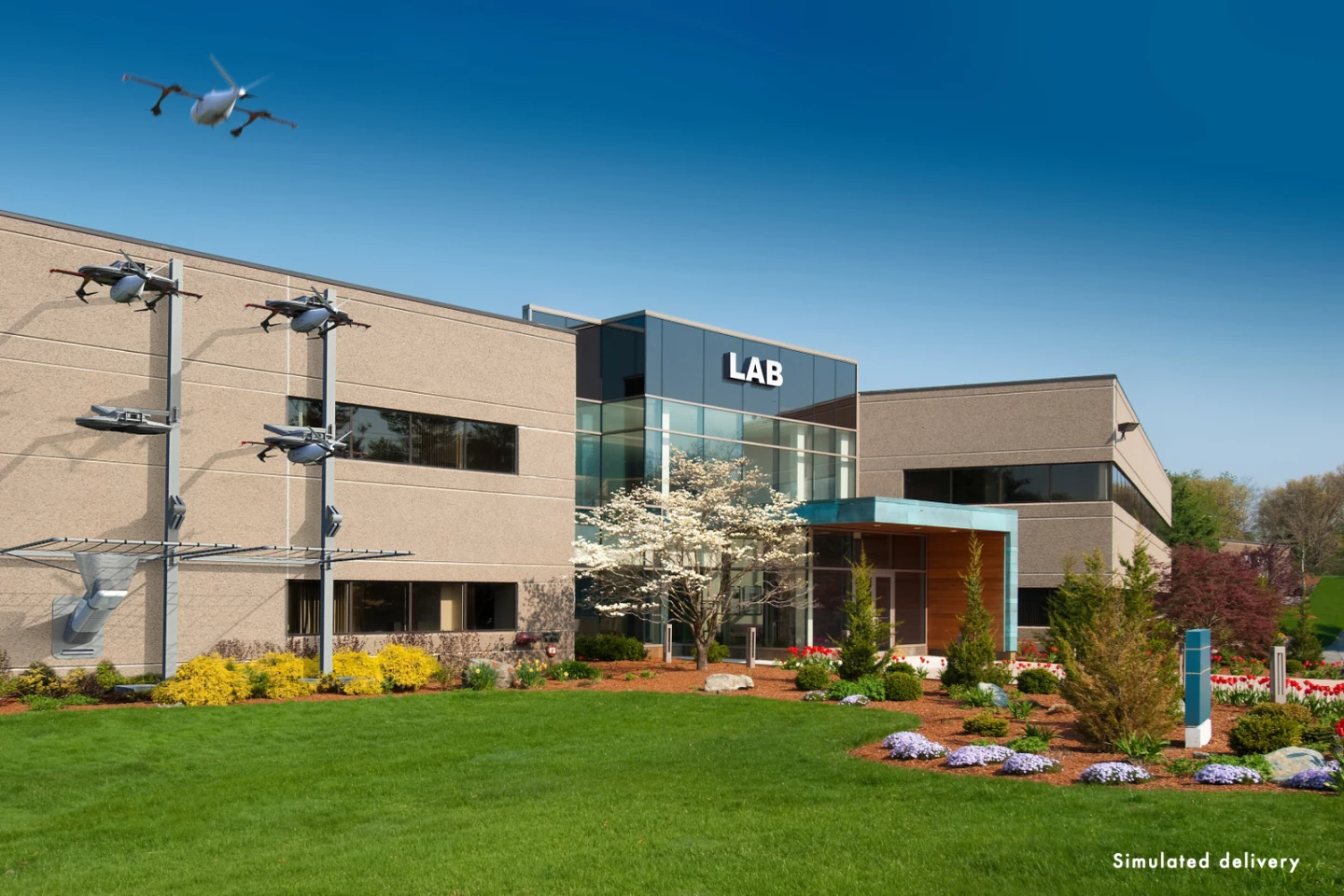 Multiple P2 Zip drones could come and go from various locations, such as medical labs