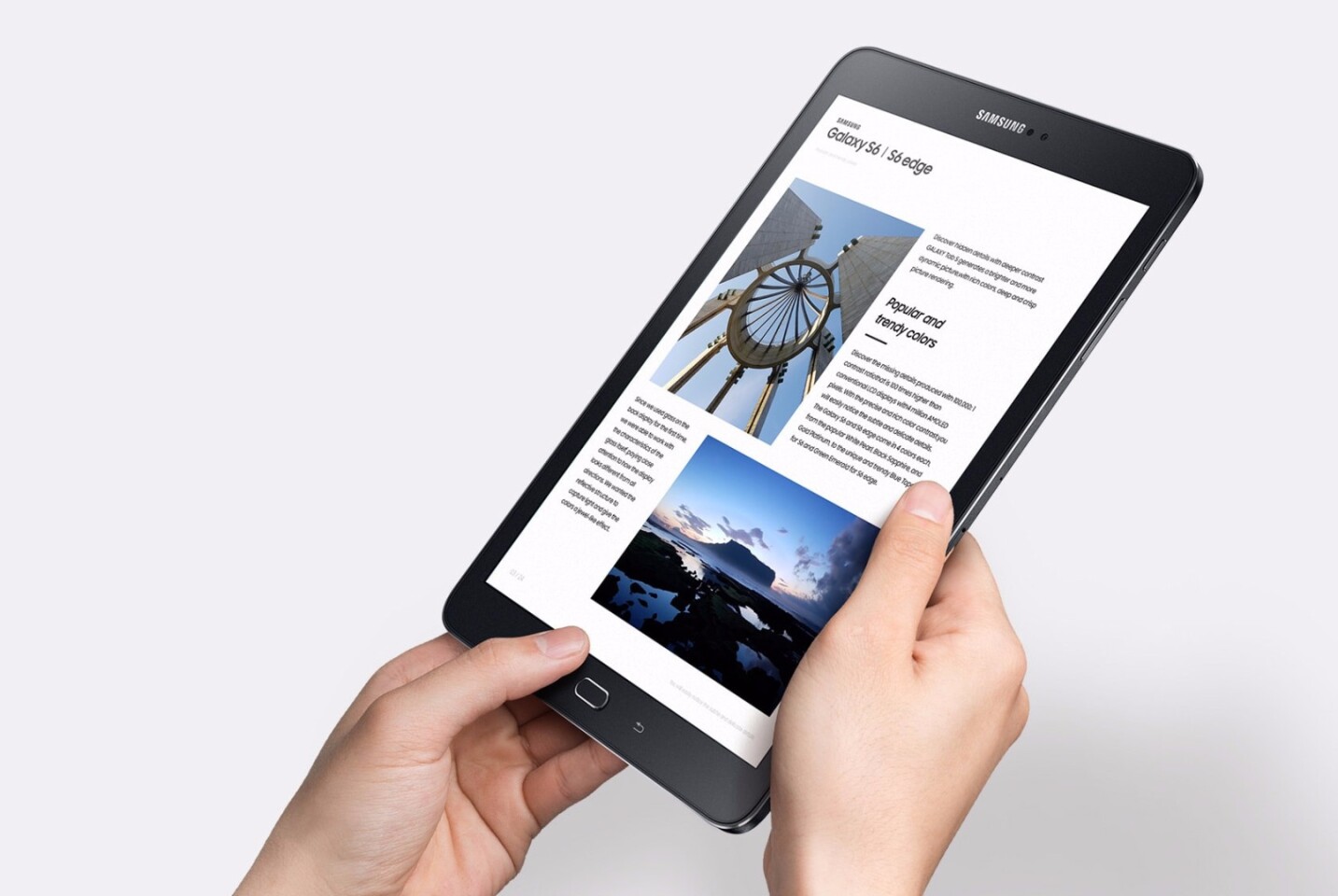 The Galaxy Tab S2 has a Super AMOLED display with deep blacks