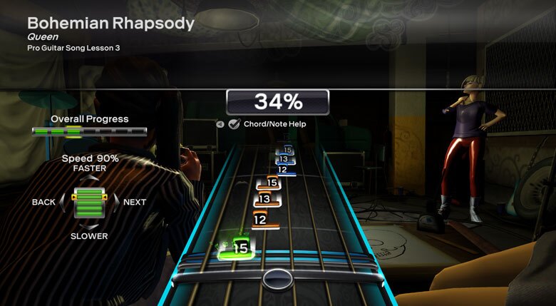 Would-be Brian May's can now follow onscreen instructions for Queen's Bohemian Rhapsody and play along using a real guitar