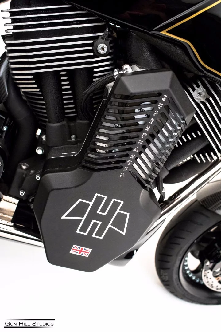 An aluminium cover over the Rotrex supercharger of the Hesketh Valiant SC