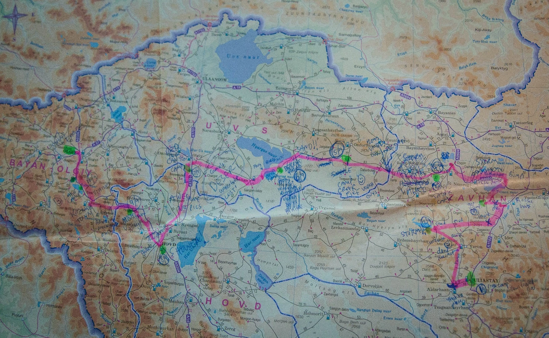 Poorly annotated map of our trip with Extreme Bike Tours. Mind you, put me back on the ground with this map and a motorcycle, and I'd be surprised if I could find my way.