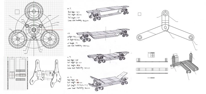 Design sketches for an earlier version of the STAIR ROVER
