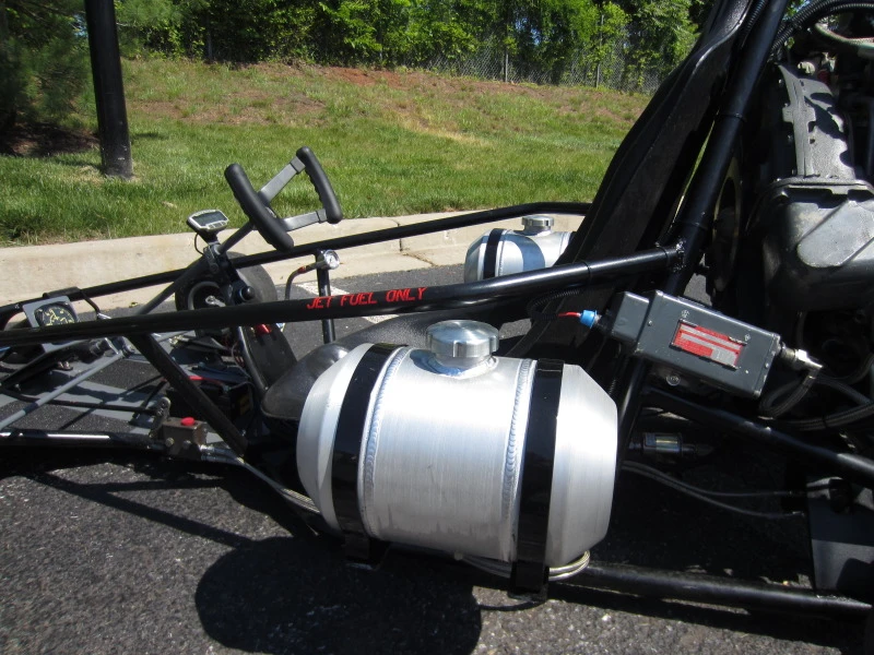 The jet-powered go-kart's cockpit