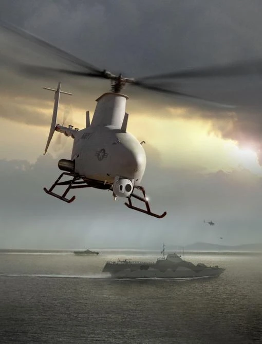 The RQ-8B VTOL UAV is pictured with the LCS