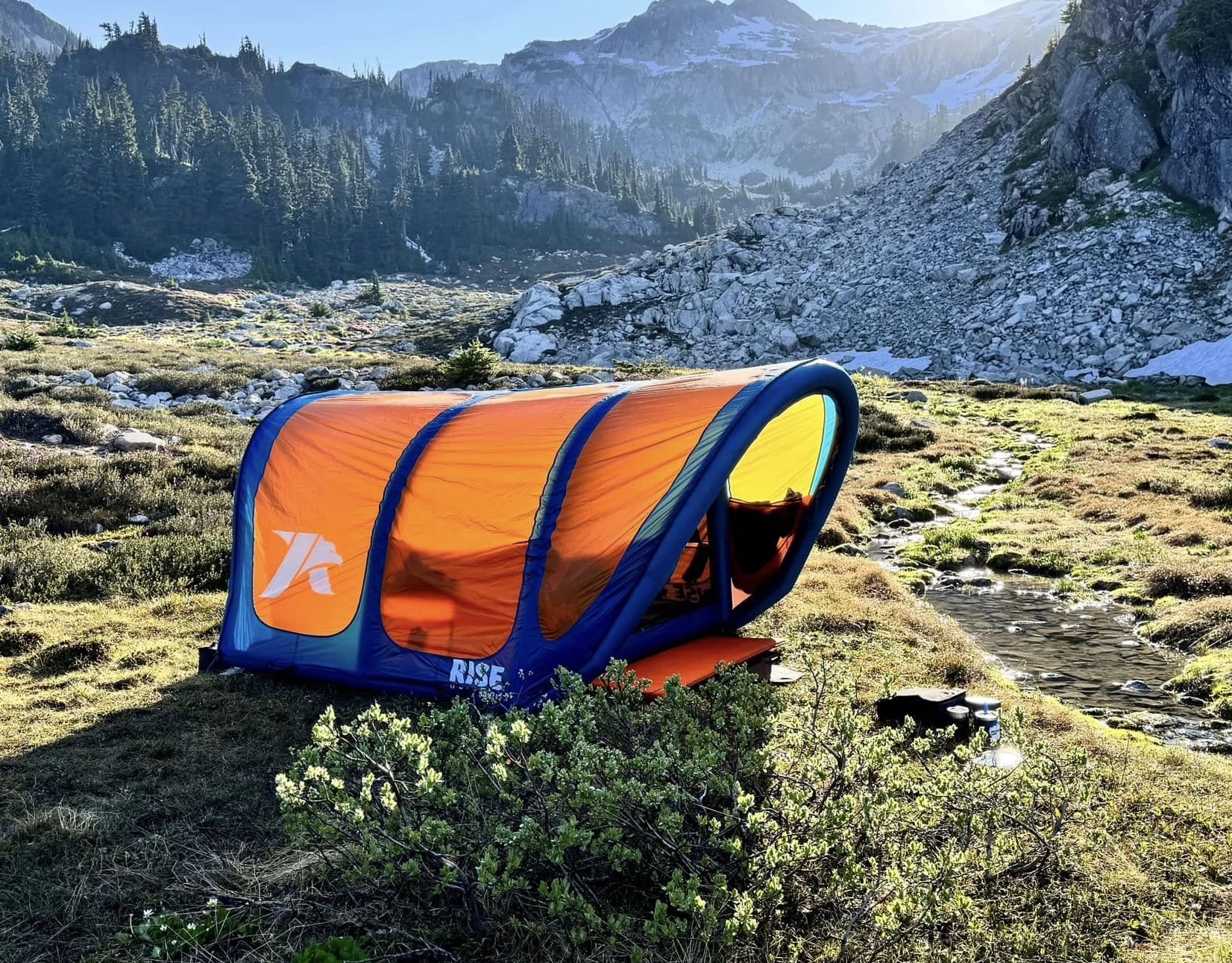 Inflatable tents like the AirNEST from Rise Outdoors proved particular popular this year