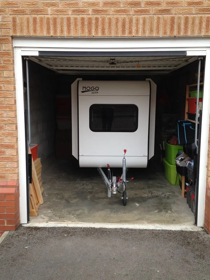 The Mogo trailer is built to fit in a one-car garage
