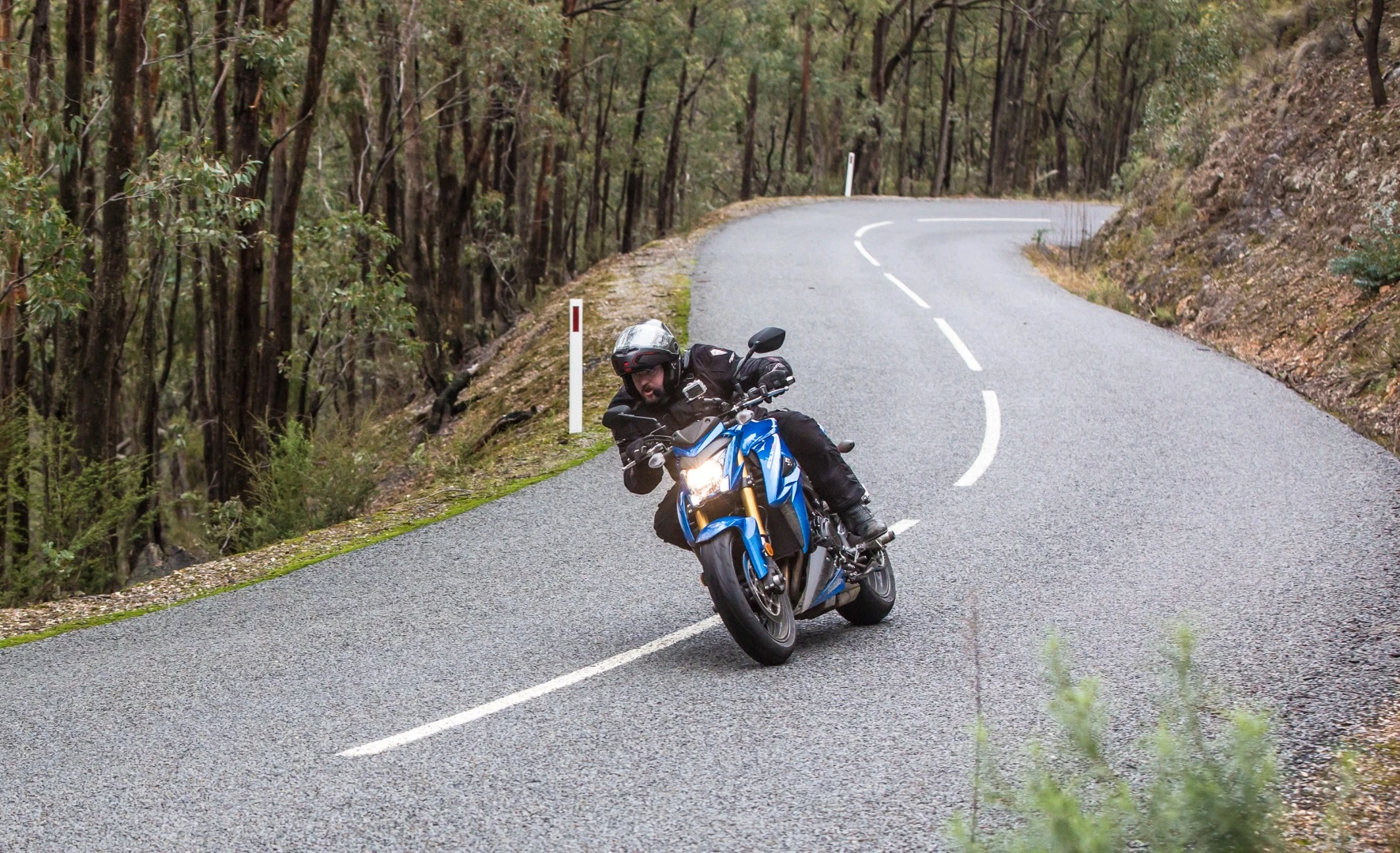 Suzuki GSX-S1000: apparently Loz has a "cornering in the wet" face
