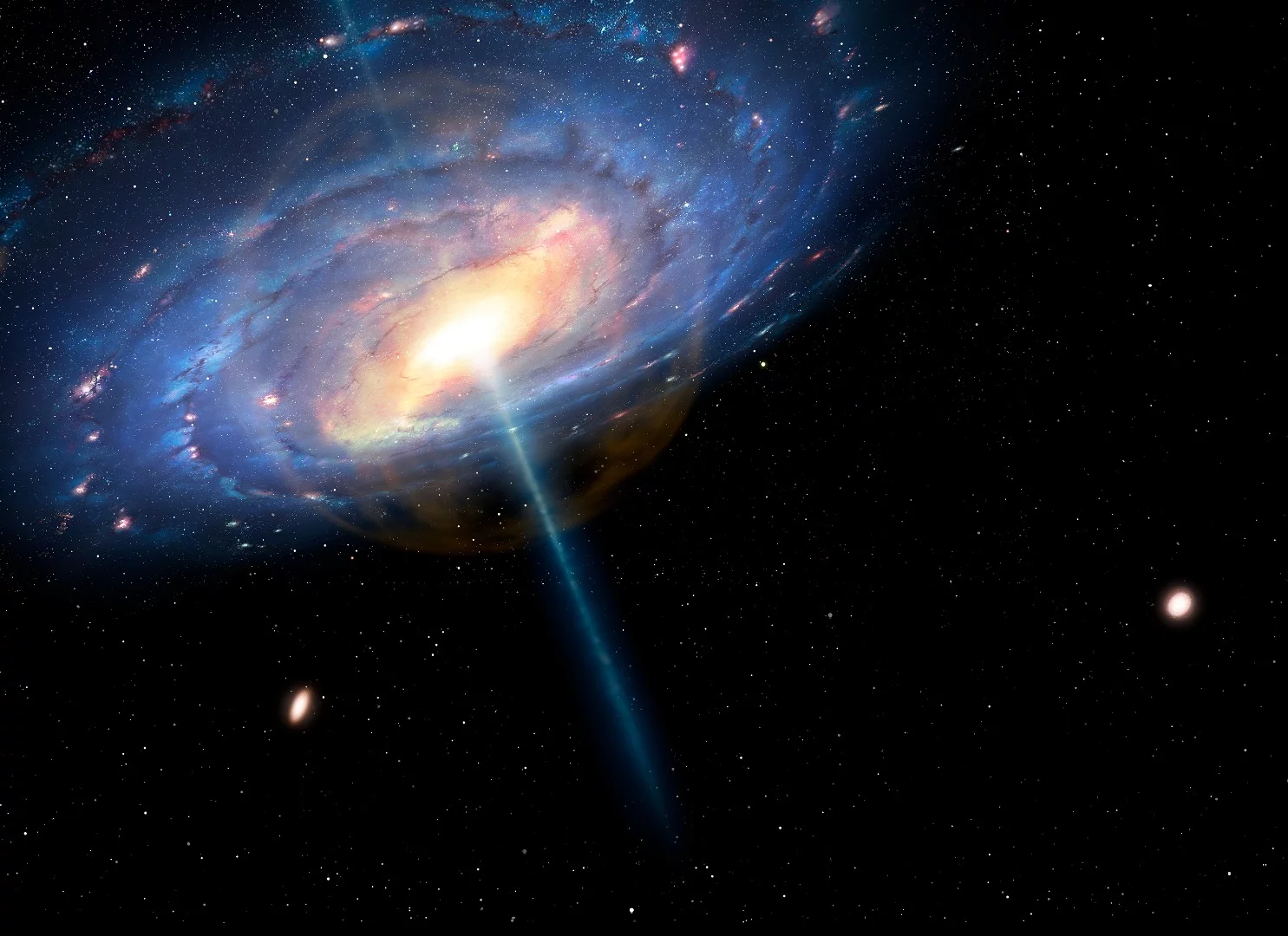 Artist's impression shows the Milky Way as it may have appeared 6 million years ago during a "quasar" phase of activity
