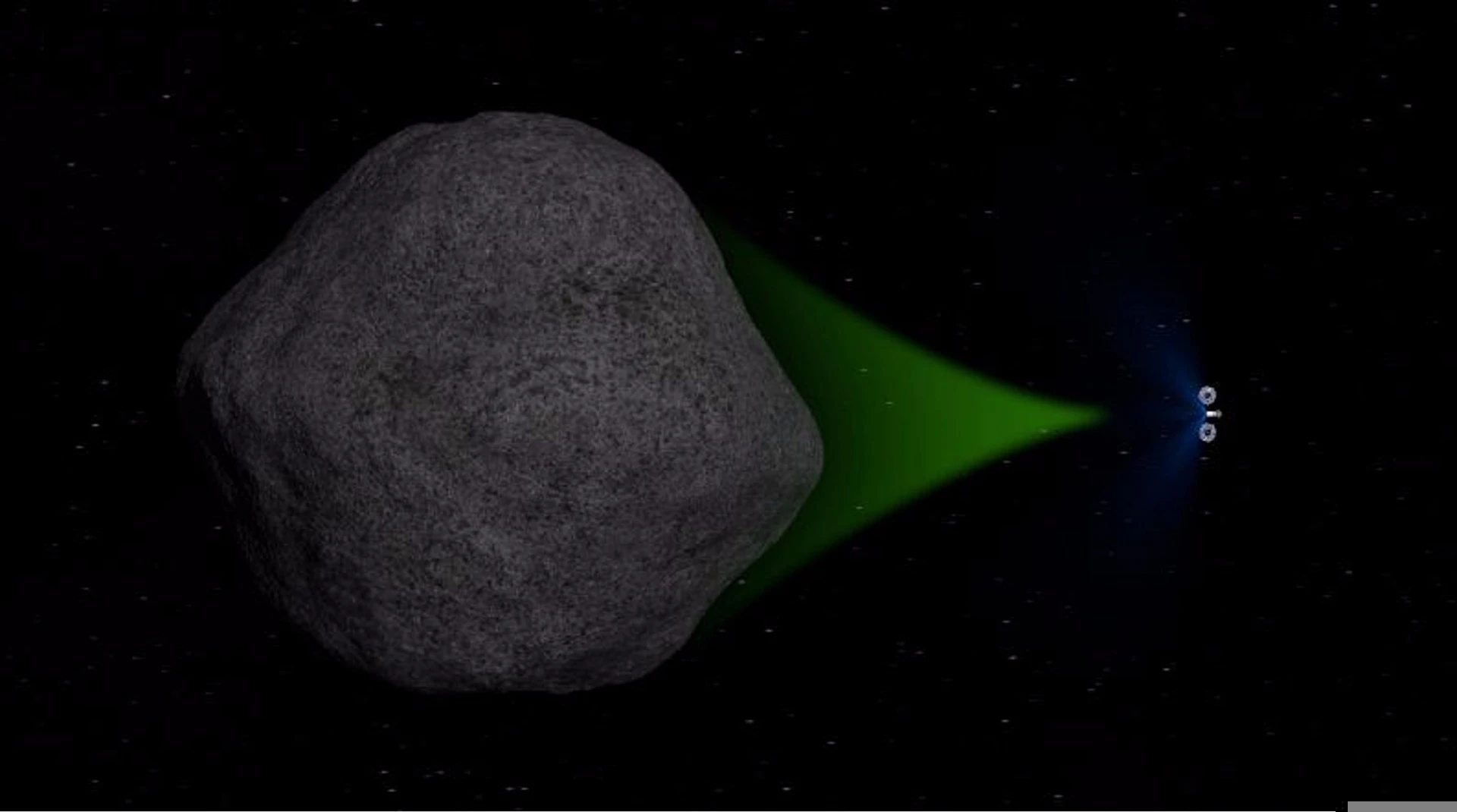 Robotic probe using its gravity to tow an asteroid