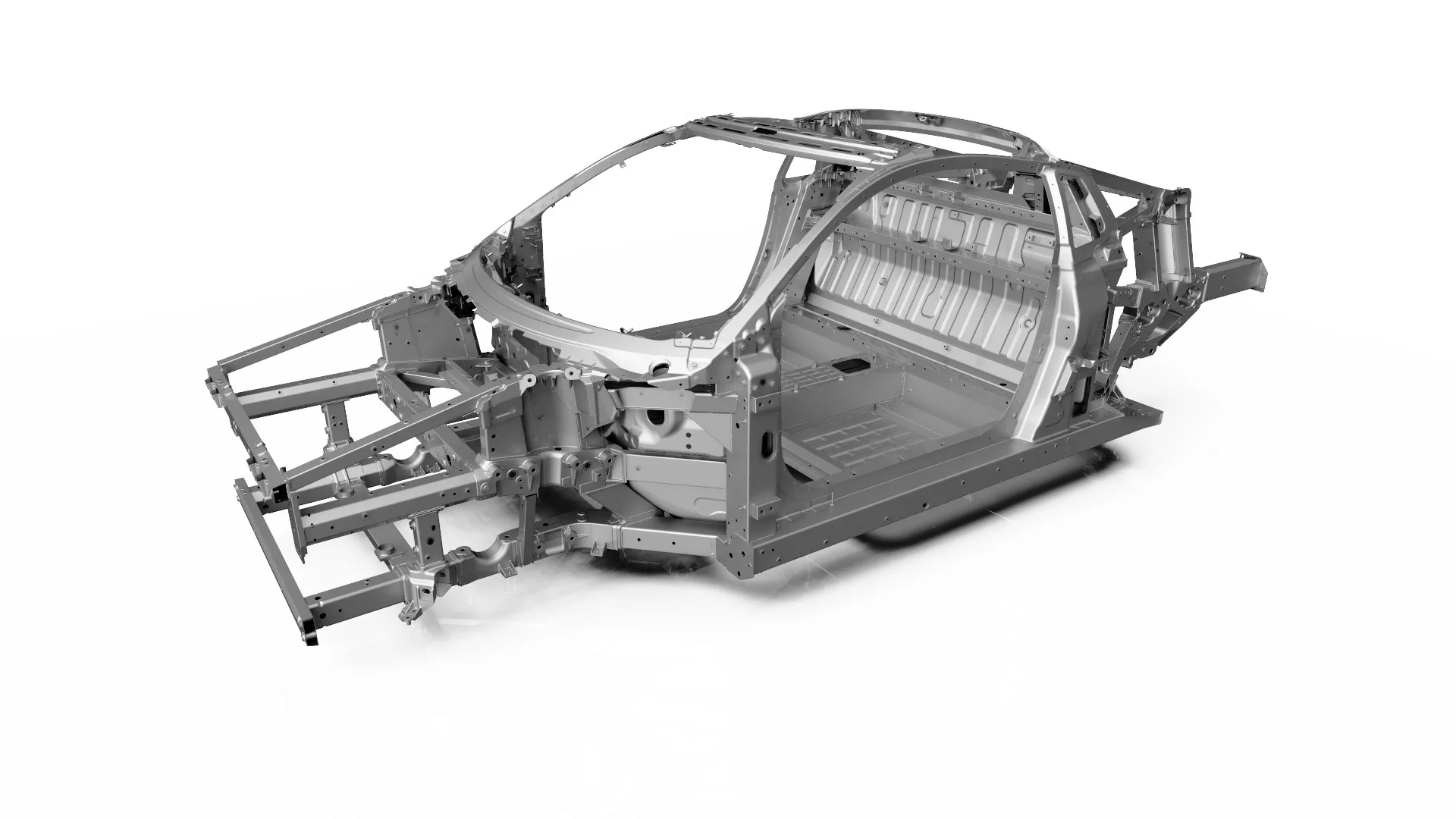 The NSX's chassis combines aluminum with ultra-high strength steel and carbon fiber