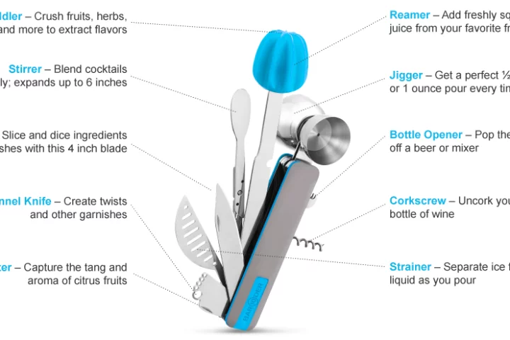 The Bar10der is a multitool for home mixologists