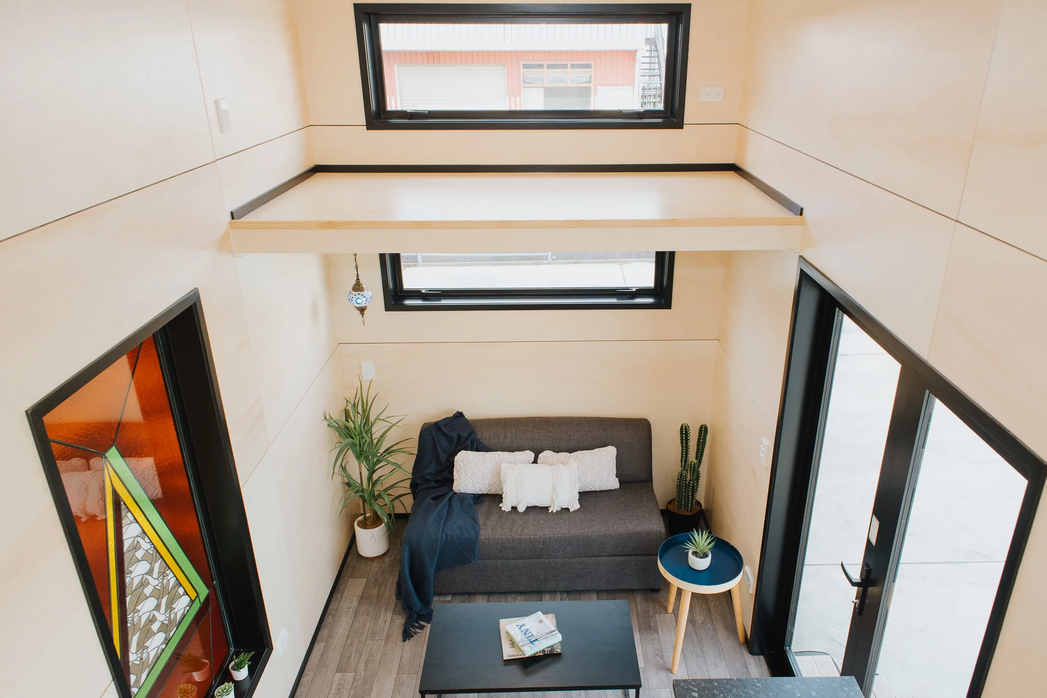Top-down view of the Daisy Vera Tiny House's living room