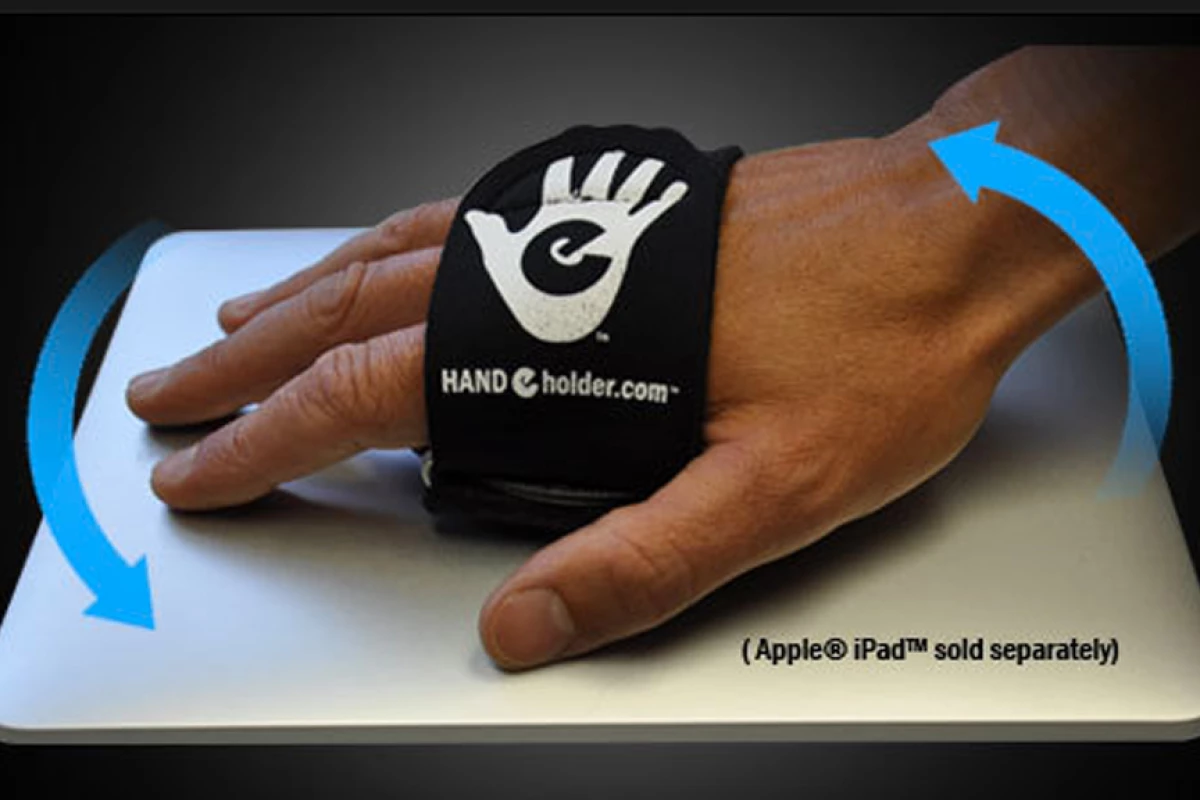 The Hand-e-holder makes it easier to securely hang onto tablet computers such as Apple's iPad