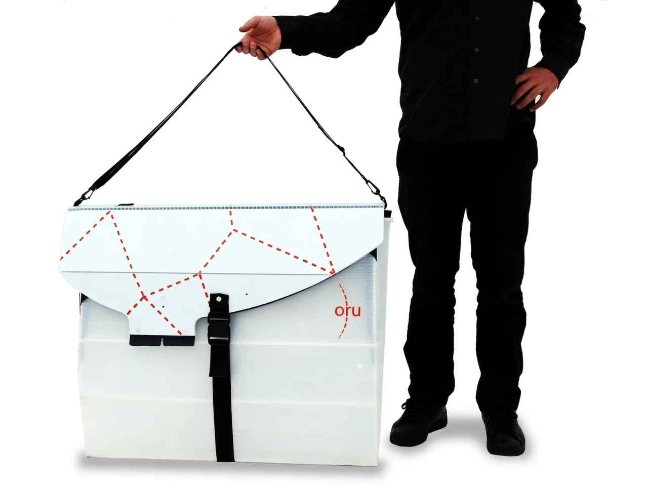 The Oru can be folded down into the form of a suitcase-sized box