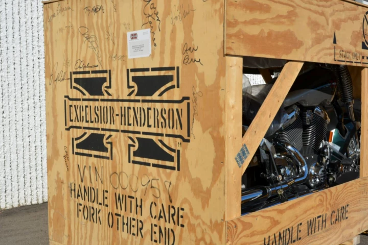 A crated 1999 Excelsior-Henderson Super X