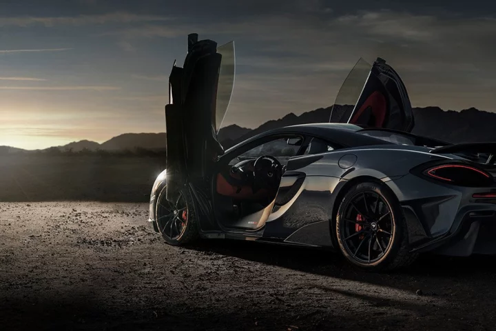 The track-focussed 600LT has top-mounted exhausts that fire flames up into the air