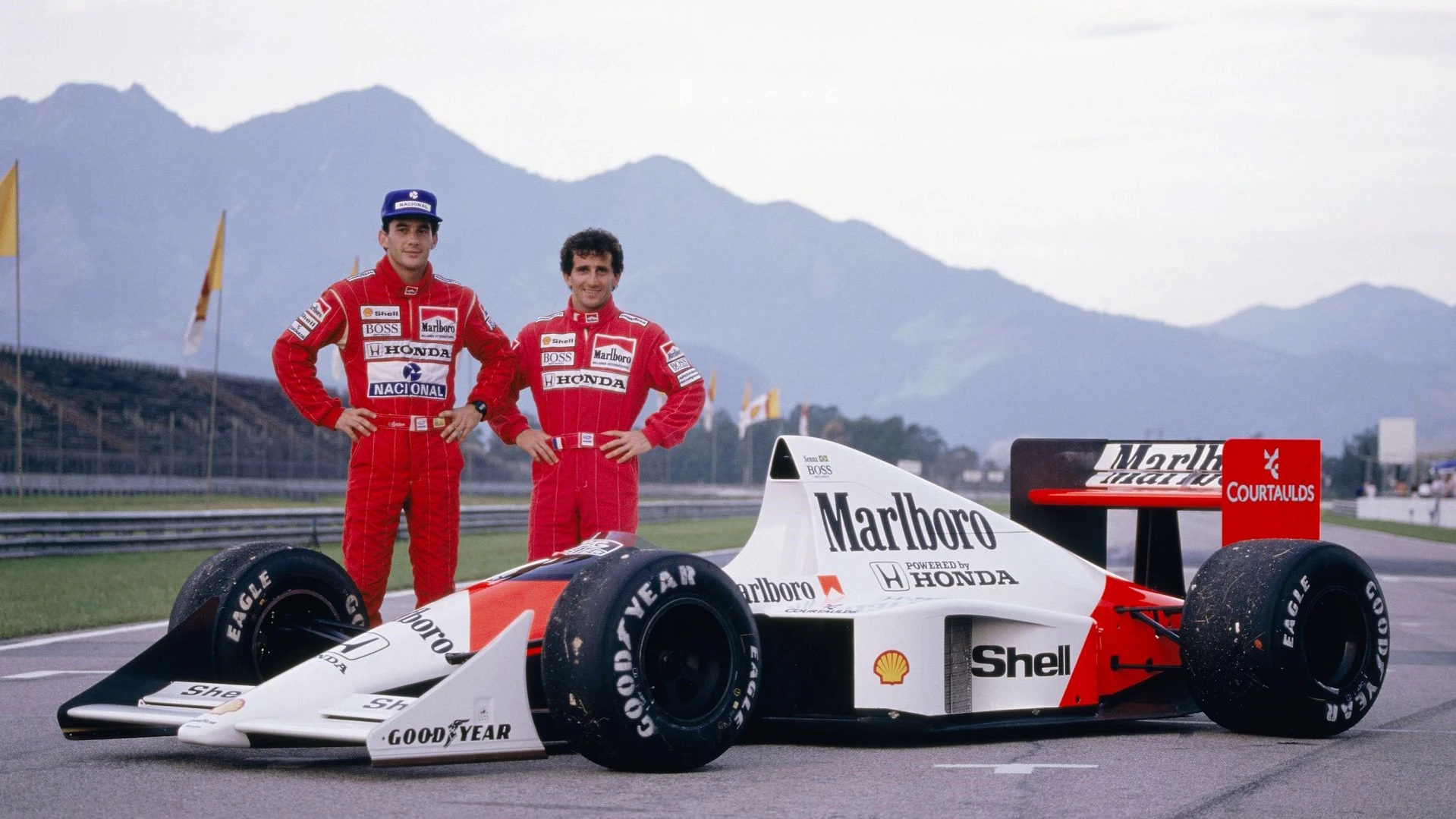 Based on these rankings, and by almost any other measure, this is the best driver combination of all-time. The photo shows Ayrton Senna and Alain Prost fresh from the most successful season in motorsport history - 15 wins from 16 starts in the 1988 McLaren MP4/4, the pair were preparing for the 1989 season and are pictured alongside the MP4/5.