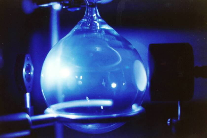 This flask served as part of a laboratory test simulating the effect of asteroids impacting the ancient Martian atmosphere