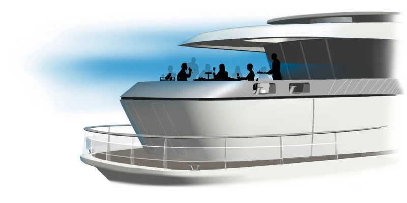 Qi's stern features a wraparound swim platform