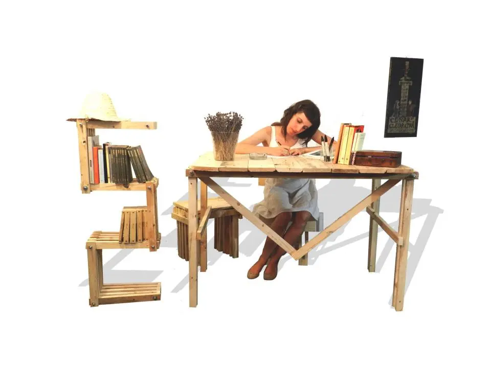 Italian designer Andrea Scandella has created an open source series of DIY furniture pieces made from disused pallets