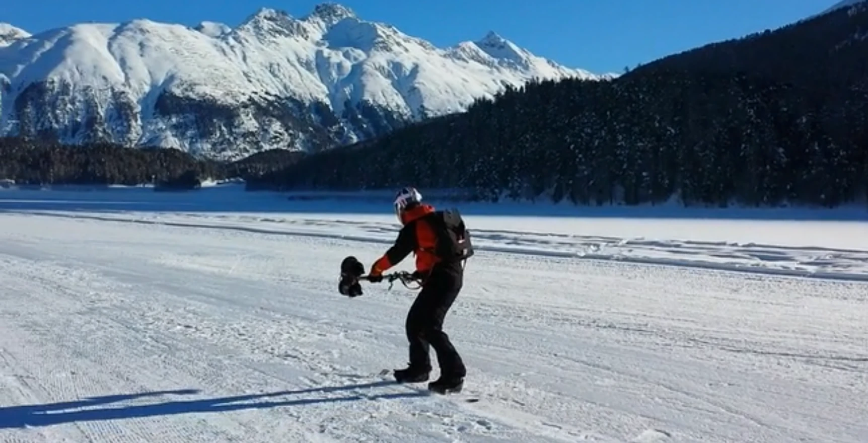 Jamie Barrow tests the Dreamscience thruster in St. Moritz