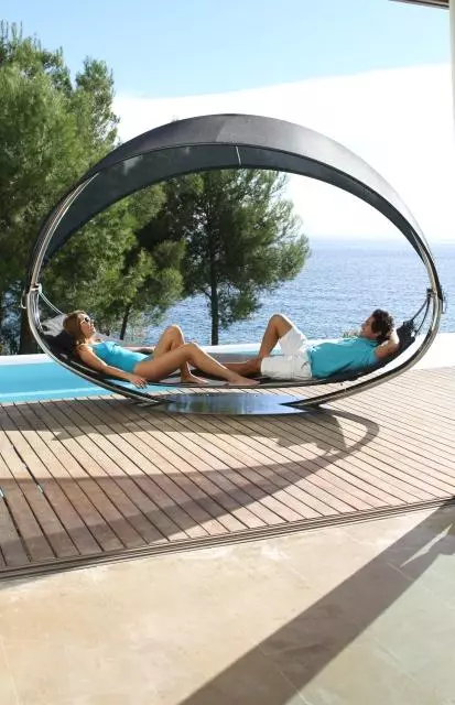 Surf is anchored on both ends, creating an appealing lounge for one or two people