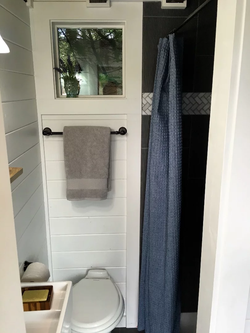 Inside the Rocky Mountain Tiny Home's bathroom