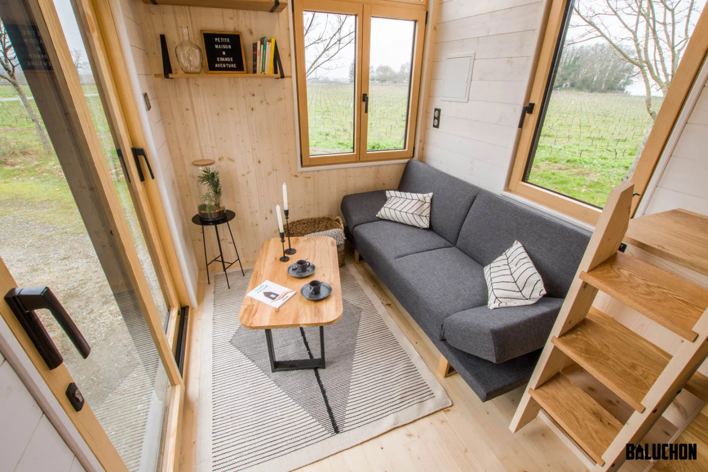 The Kejadenn's interior is finished in a mixture of solid oak and spruce