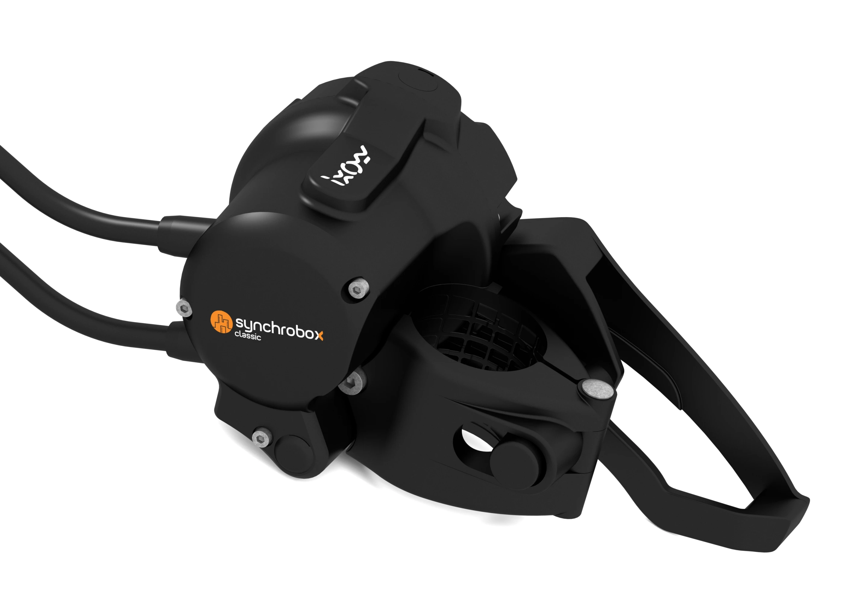 The Synchrobox has an integrated front derailleur, and mounts at the bottom of the seat tube