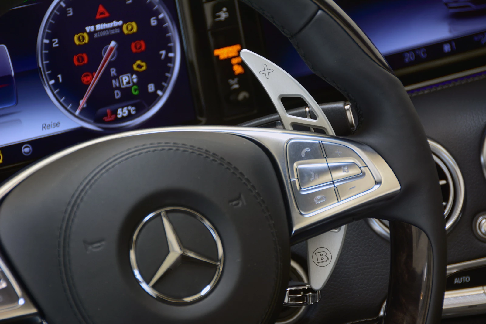 Special Brabus shift paddles control the gearbox