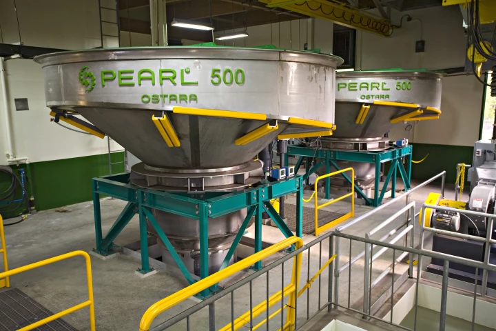 An Ostara PEARL proprietary fluidized bed reactor, used to extract phosphorous from raw sewage