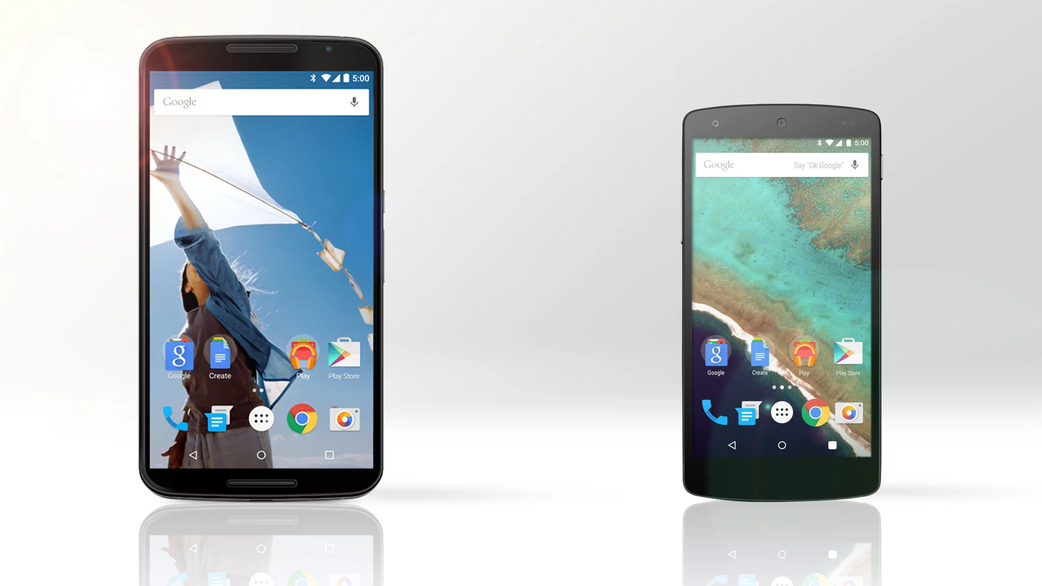 Gizmag compares the features and specs of the Nexus 6 (left) and Nexus 5