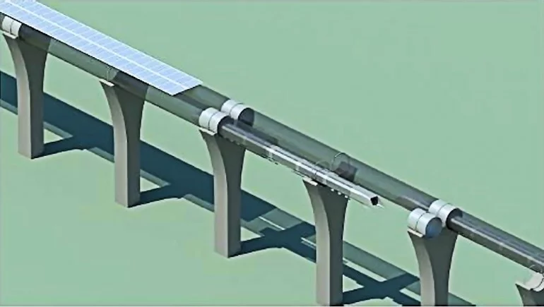 The Hyperloop tubes would be raised above the ground