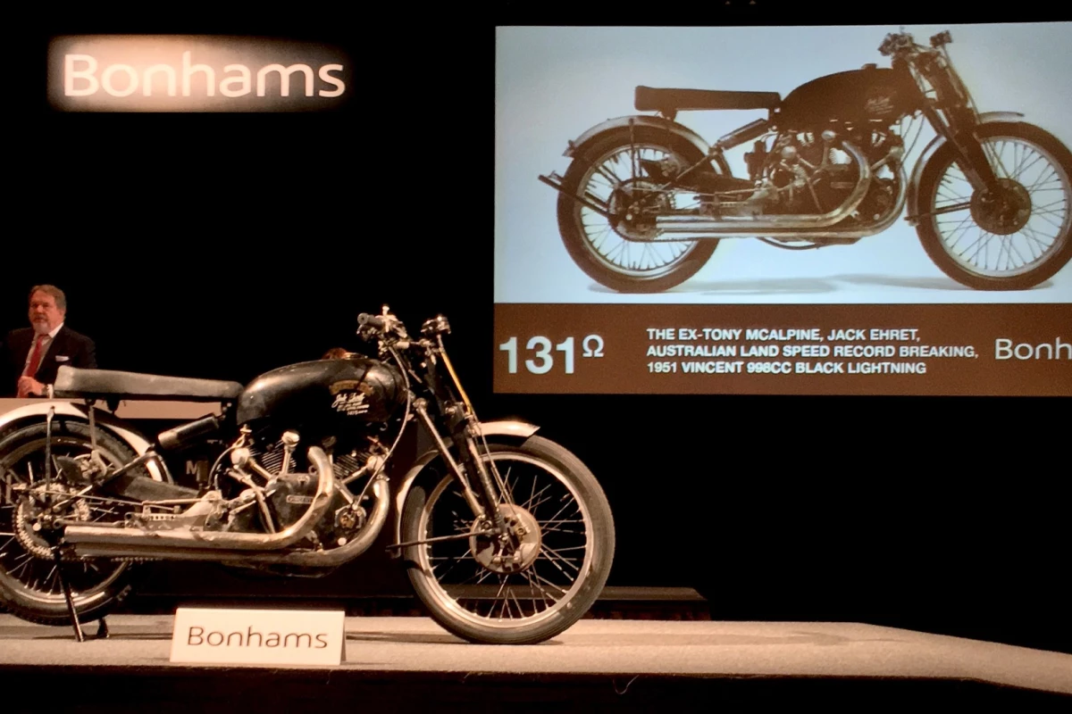 This 1951 Vincent 998cc Black Lightning is one of 33 made, and one of 19 matching-numbers examples extant. The bike sold for a world record US$929,000 on 25 January 2018