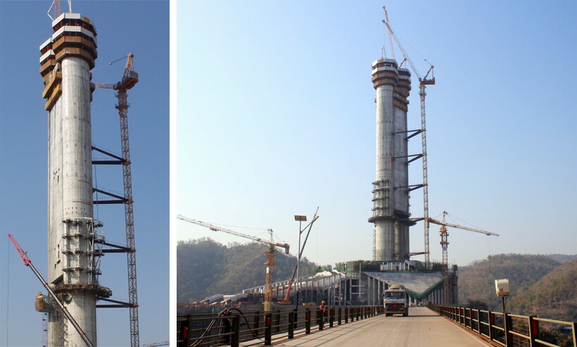 The two giant concrete cores of the statue