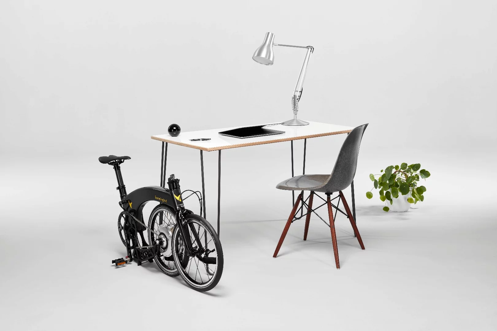 Ride the Hummingbird Electric to work and easily store it at the office